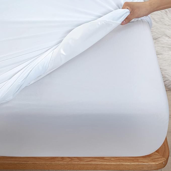 Waterproof Split King Mattress Protector for Adjustable Bed 2PCs Mattress Cover in 1 Package with Enhanced Elastic Band to Stay in Place