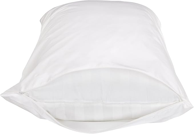 Amazon Basics King Pillow Pillowcases with Zipper, 100% Cotton Hypoallergenic, Pillow Protector, White (37 x 21 Inches), Pillows Not Included (Pack of 2)