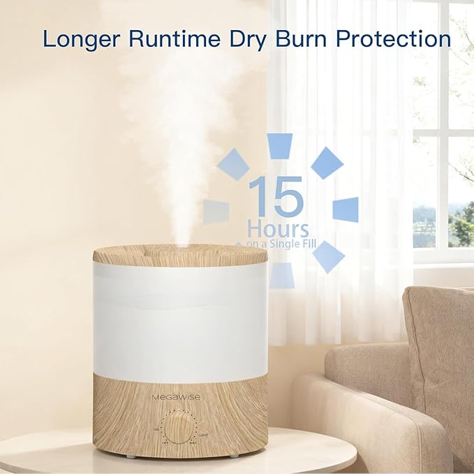 MEGAWISE 2 Pack1.8L Cool Mist Humidifier 2-Pack with 7 Color LED Lights, Adjustable Mist, Quiet Ultrasonic Humidifiers for Bedroom & Home