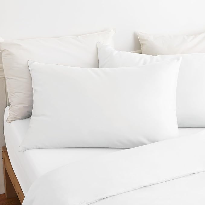 100% Cotton Classic Pillow Protectors with Invisible Zipper, 600 Thread Count Sateen Weave Soft and Breathable Pillow Cases, Protect Pillows from Dirt, Dust and Debris (Standard, 20"x26", Set of 2)