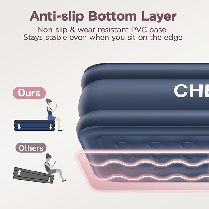 CHERIMOR Twin XL Air Mattress with Built in Pump, 18" Raised Comfort, 21-Coil Honeycomb Support & 550lb Capacity, Reinforced PVC, 2-Min Inflation Inflatable Mattress for Guest Room & Sleepover