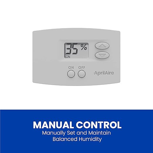 AprilAire 865 Whole-House Steam Humidifier, Manual Steam Humidifier with Wall Mount Fan, Whole-House Humidifier for Homes without HVAC Duct System up to 10,300 Sq. Ft., White