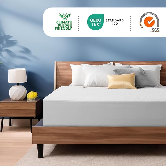 TASTELIFE Twin Size Waterproof Mattress Protector, Stretch to 18" Fitted Deep Pocket Mattress Protection Cover Vinyl-Free Washable, Breathable & Noiseless (White)