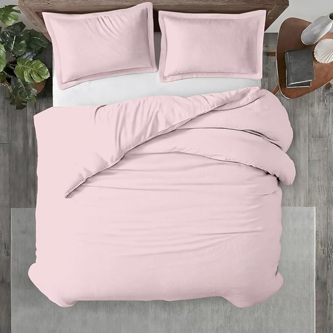Kotton Culture 1 Pc Duvet Cover King Size-100% Egyptian Cotton 600 Thread Count Ultra Soft Premium Durable Comforter Cover Zipper Closure & Corner Ties - (Pink Blush, 104" X 94")