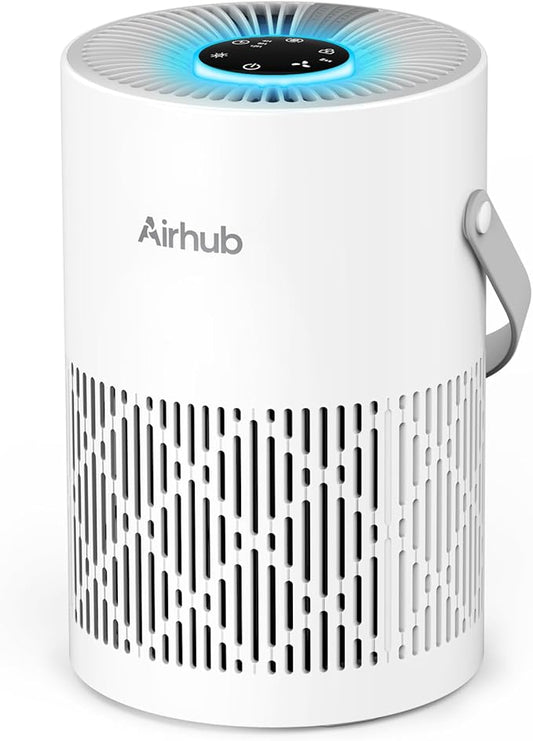 Air Purifier for Bedroom Home, True HEPA Quite 3-in-1 Air Purifiers Filter, 20dB Sleep Mode, Air Cleaner for Office & Desk, 360° Intake, Remove Dust, Smoke, Pet Dander & Odors, A068S, White