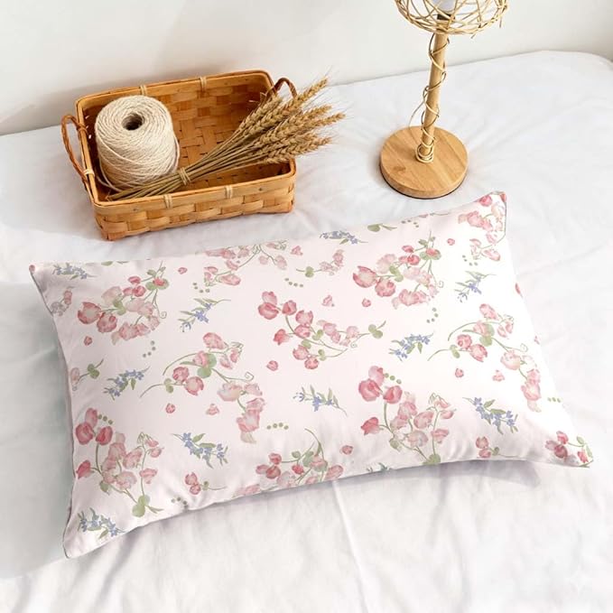 Nayoroom Pink Floral Duvet Cover Queen Size Spring Botanical Blooms Flower Cottagecore Duvet Cover 3 Pieces Soft Lightweight Microfiber Aesthetic Bedding Set Gift for Women Men