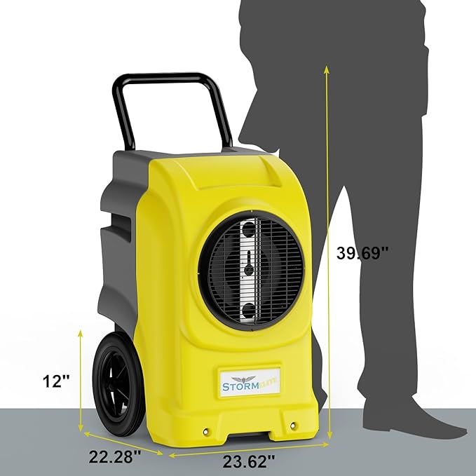 ALORAIR 270 PPD LGR Commercial Dehumidifier with Pump & Drain Hose, Portable Insutrial Dehumidifier for Basments, Home, Job Sites, Fit for 2,100 Sq.Ft Space with Wheels, Storm Elite (Yellow)