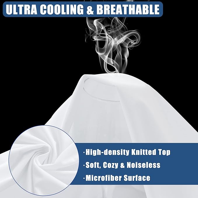 Waterproof Mattress Protector Twin XL Size, 2 Pack Breathable Mattress Cover, Fitted Deep Pocket Mattress Pad Cover Stretches up to 21 Inches, Soft Noiseless Bed Cover