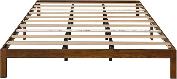 Novilla 12 Inch King Bed Frame, Classic Solid Wooden King Size Platform Bed Frame, Sturdy Wood Slat Support, No Box Spring Needed, Easy Assembly, Walnut