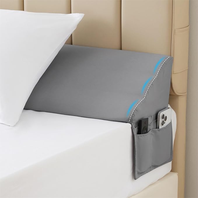 MEGCXIT Queen Bed Wedge Pillow for Headboard, 60"x10"x6", Bed Gap Filler Queen, Headboard Pillow, Pillow Wedge for Headboard Gap, Anti-Slip Gap Pillow for Headboards, Grey
