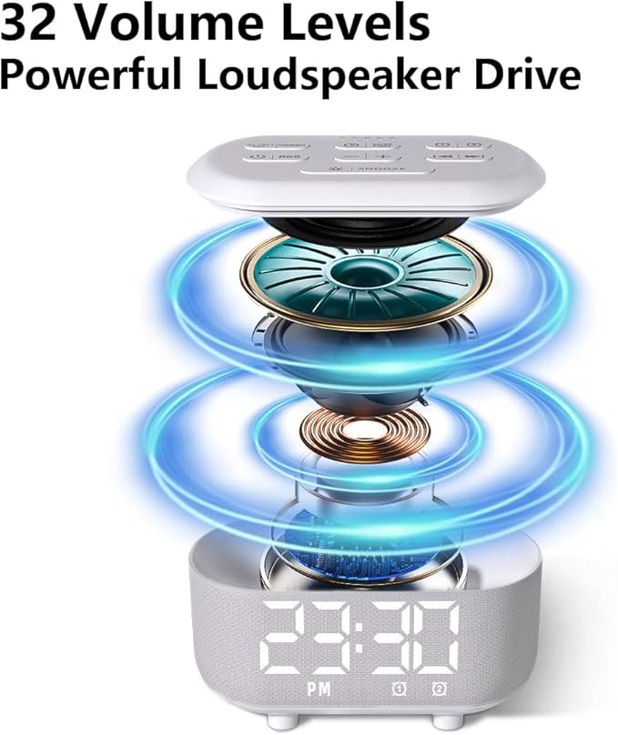 Small Digital Alarm Clock for Bedroom White Noise Sound Machine with 30 Soothing Sound Plug in Desk Bedside Clock with NightLight Battery Backup 15 Wake up Sound Clock for Teen Kid Heavy Sleeper