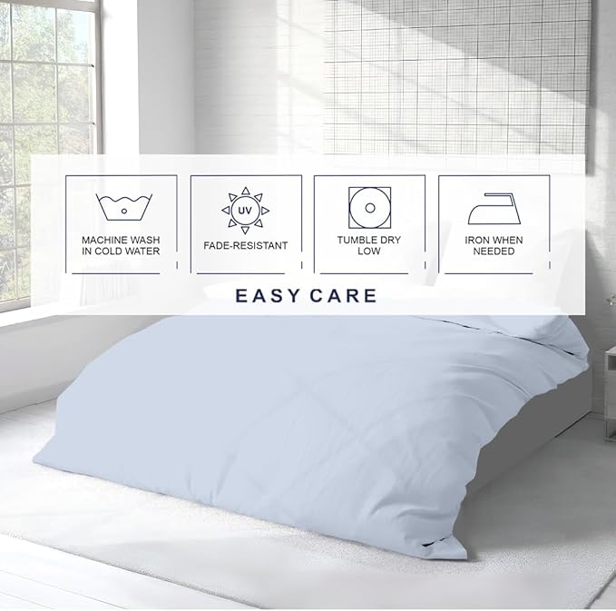 Kotton Culture Custom Duvet Cover - 100% Egyptian Cotton 600 Thread Count Soft Breathable Durable Customizable Comforter Cover(Desired Dimensions)- Zipper Closure & 7 Internal Ties - Sky Blue