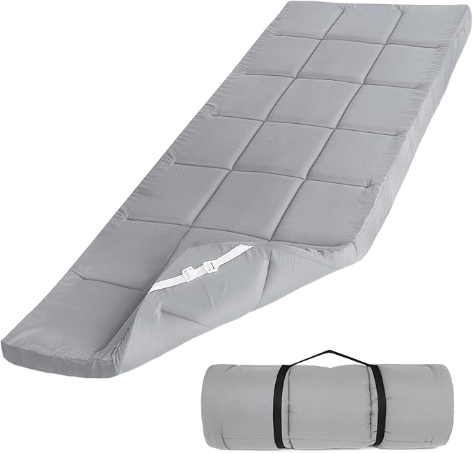 Cot Mattress Topper (Improved Thickness), Foam Quilted Pads for Camping, Soft Comfortable Sleeping Cot Mattress Pad Only, Camping Pad 75"x30" for Camp Cot/Rv Bunk/Narrow Twin Beds, Navy