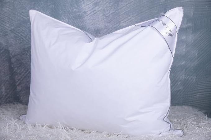 Set of 2 Goose Feather Down Cooling Pillow for Back, Stomach or Side Sleepers 2 Pack,100% Cotton Cover Standard Size(20X26IN) Gussted White