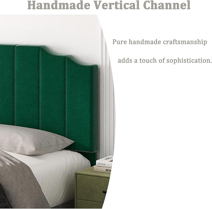 Befurtori King Size Headboard Only, Velvet Wall Mounted Headboard King for Adjustable Bed Modern Upholstered Head Board Easy Assembly, Jade Green