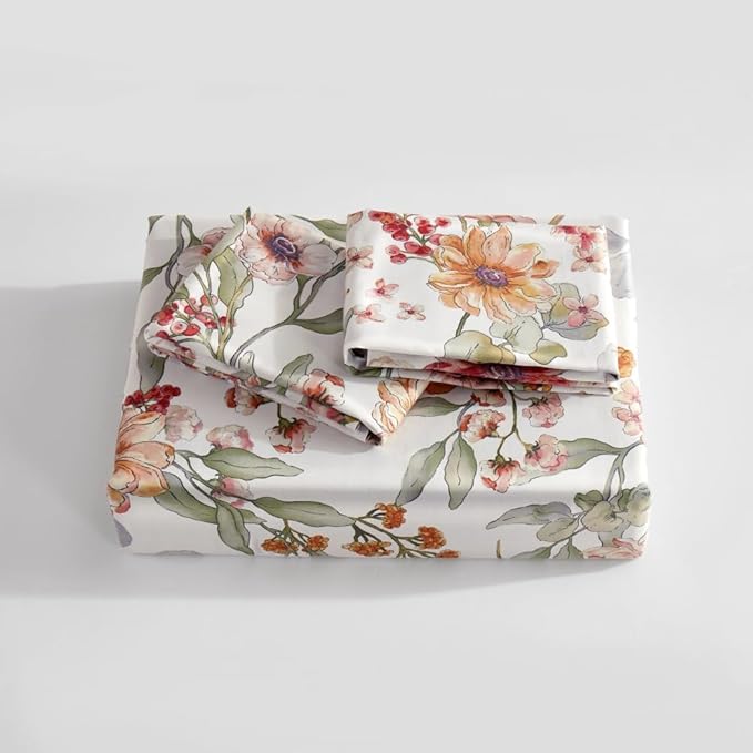 OAITE Duvet Cover Set,100% Cotton Comforter Cover with Floral Pattern Duvet Cover Set,Soft Bedding Set Includes with 3 Piece (2 Pillow Shams,1 Duvet Cover)