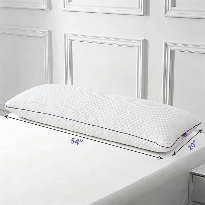 HOMELAB Adjustable Shredded Memory Foam Body Pillow, 20x54 Long Pillow for Back, Shoulder, Hip and Knee Support, Side Sleeper Body Pillow for Adults with Washable Cover