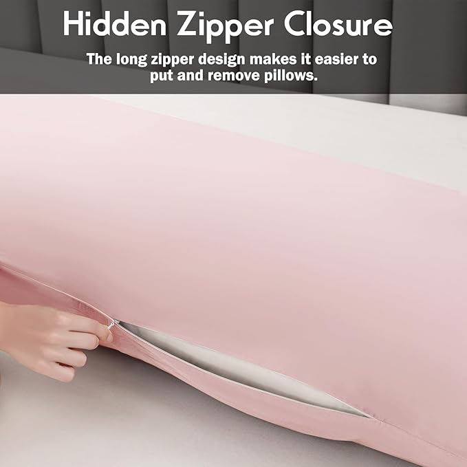 Body Pillowcase with Zipper Cooling Viscose from Bamboo Zippered Pillowcases, Cool & Breathable Body Pillow Cover for Hot Sleepers and Night Sweats, 20" x 54"