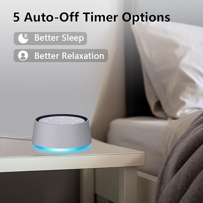 Sound Machine with 30 Soothing Sounds White Noise Machine 12 Colors Night Light for Baby Adults Kids Sleep Machines 36 Volume Levels 5 Timers for Home Office