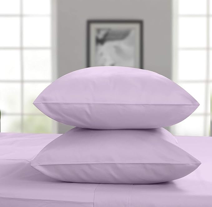 Threadmill Pillow Cases Standard Size | 1200 Thread Count 100% Supima Cotton Pillow Covers, Luxury Smooth Solid Sateen, Lilac