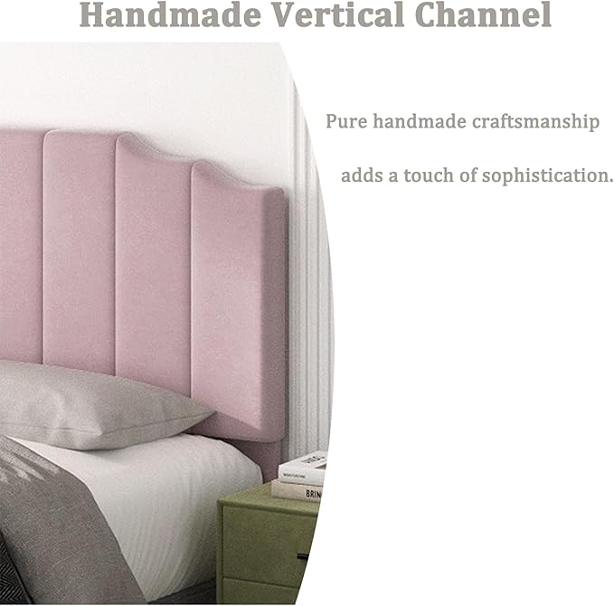 Befurtori King Size Headboard Only, Velvet Wall Mounted Headboard King for Adjustable Bed Modern Upholstered Head Board Easy Assembly, Pink