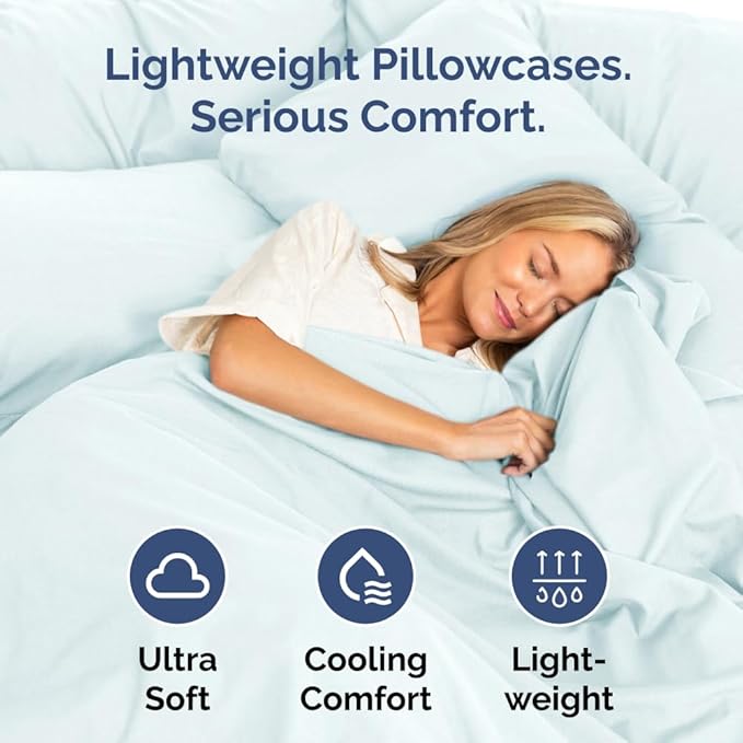 Standard Pillow Cases Set of 6 - Ultra Soft Hotel Quality Pillowcase Covers - Comfy, Cozy & Wrinkle Free - Shrink, Stain & Fade Resistant - Machine Washable Pillow Protectors - 6 Piece Set - Ice Blue