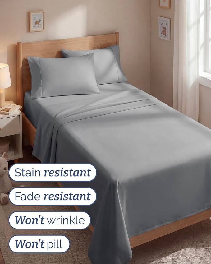 Twin 4 Piece Sheet Set - Comfy, Breathable & Cooling - Hotel Luxury Bedding for Women, Men, Kids, Teens & Children - 1 Flat & 1 Fitted Sheet & 2 Pillowcases w/ Deep Pockets - Wrinkle Free - Steel Blue