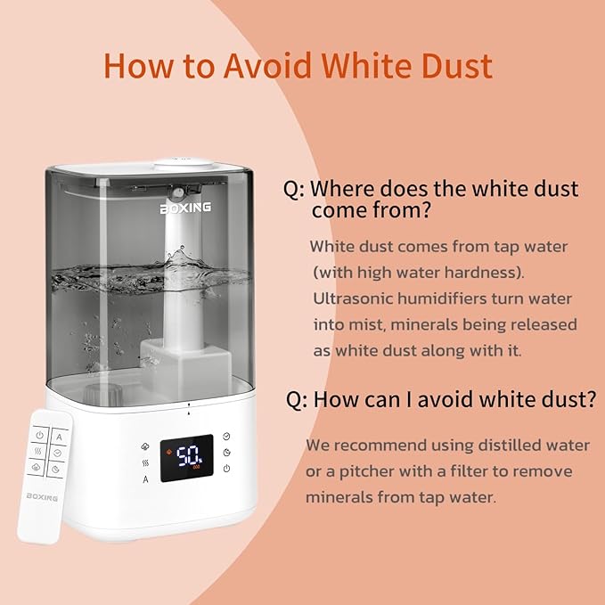 BOXING 6L Warm and Cool Mist Humidifiers for Bedroom, Top Fill Ultrasonic Aroma Diffuser with Remote, Auto Mode Humidistat Perfect for Baby & Plants, Quiet Sleep, Timer, Auto Shut-Off, 60H Runtime