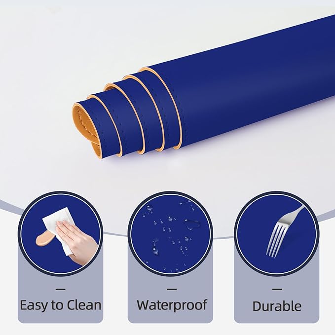 Makeup Mat for Vanity to Protect Desk Top 23.6 x 11.8 in, Dual-Sided Makeup Mat, Easy to Clean Desk Pad - Waterproof and Oilproof Vanity Accessories (Navy Blue and Yellow)