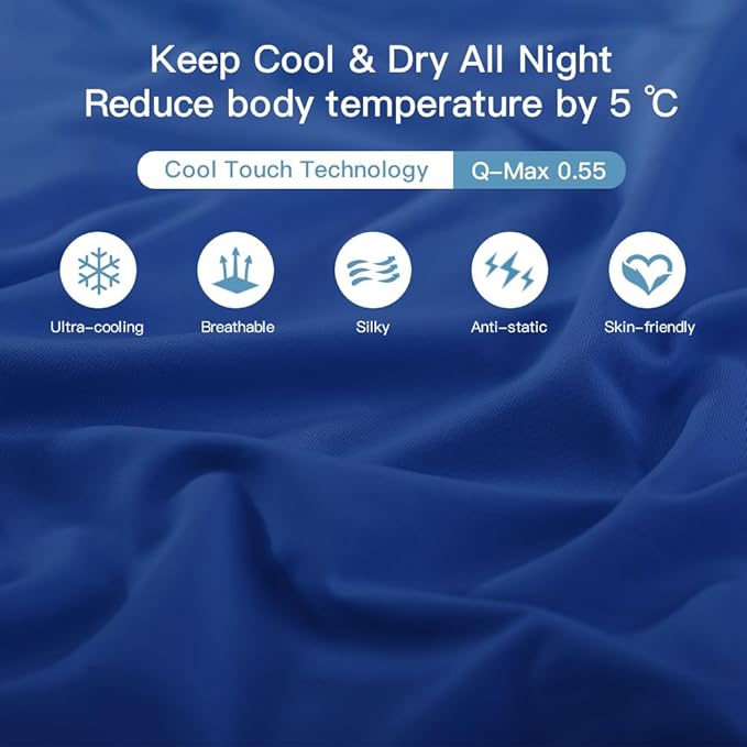 Elegear Cooling Pillow Cases for Hot Sleepers, Japanese Q-Max>0.55 Arc-Chill Cooling Pillowcases, Double Sided Elastic Cooling Pillow Covers with Hidden Zipper, Set of 2 - Standard & Queen Size