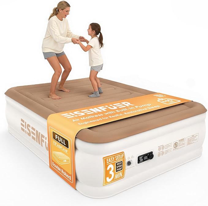 Air Mattress Full with Built-in Pump – 18" Raised Inflatable Mattress with High-Speed Pump, Durable Blow Up Mattress, colchón inflable, Carry Bag, Comfy Air Bed Perfect for Guests, Glamping, Moving