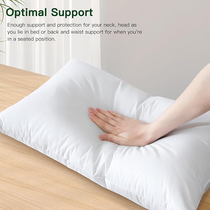 OTOSTAR Pack of 1 Down and Feather Throw Pillow Inserts, 12 x 20 Soft Fluffy Pillow Inserts with 100% Cotton Cover Decorative Pillows for Sofa Couch Bed-White