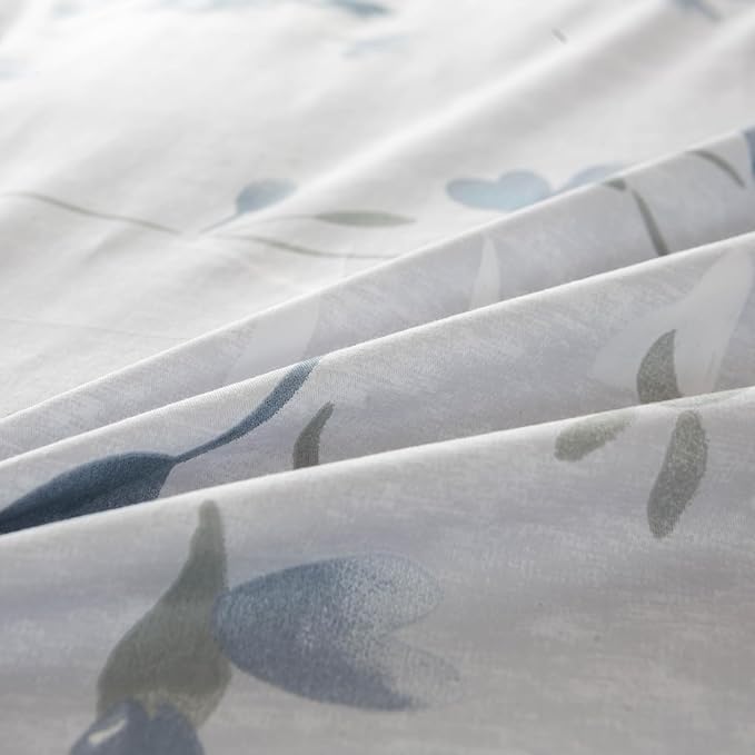 OAITE Duvet Cover Set King Size Floral Pattern Ultra Soft 100% Cotton Duvet Cover Sets 3-PC, Breathable Duvet Cover with Zipper Closure & Corner Ties(2 Pillow Shams,1 Duvet Cover)