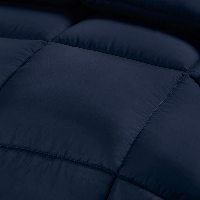 Utopia Bedding Queen Comforter Duvet Insert, Quilted Navy Comforter with Corner Tabs, Box Stitched Down Alternative Comforters Queen Size 88 x 88 inches