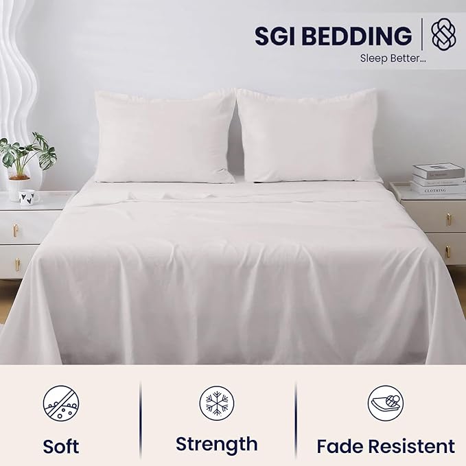 SGI bedding 100% Egyptian Cotton Sheets King Size – 600 Thread Count Sheets Set, Soft, Cooling, 15" Deep Pocket, Luxury Hotel Bedding, Breathable, Durable - Light Gray