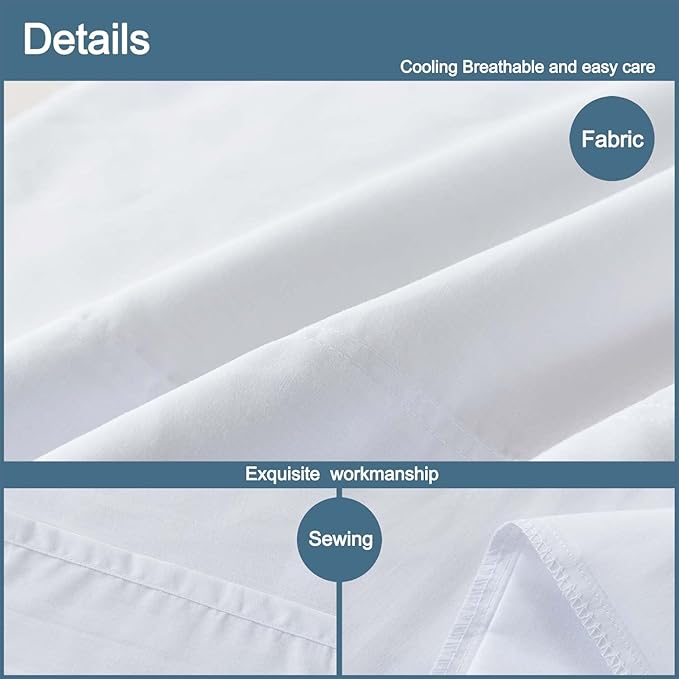 WhatsBedding Body Pillow Cover Cotton Fabric, Long Pillowcase Breathable & Skin-Friendly, Envelope Closure - White (20x54 inch)