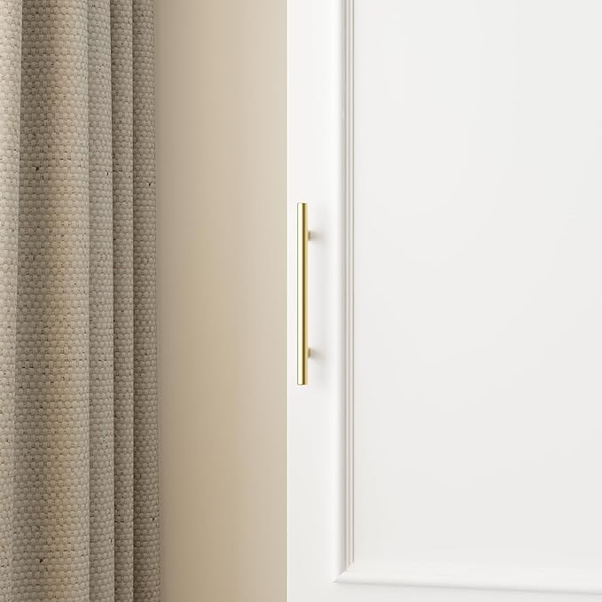 FUFU&GAGA Narrow Wardrobe Closet with 2 Doors, Modern White Bedroom Armoire with Gold Handles, Modern Clothes Storage Cabinet with Shelves, Hanging Rod, 15.7”W x 19.3”D x 74.8”H
