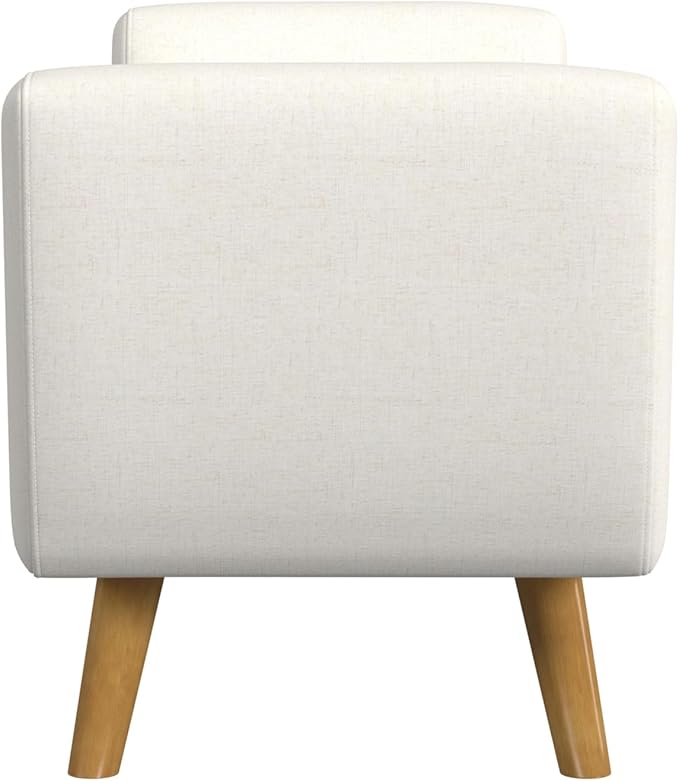 HomePop Modern Storage Bench with Wood Legs |Homepop Home Décor|Bench with Storage for Living Room & Bedroom - Cream Textured Woven