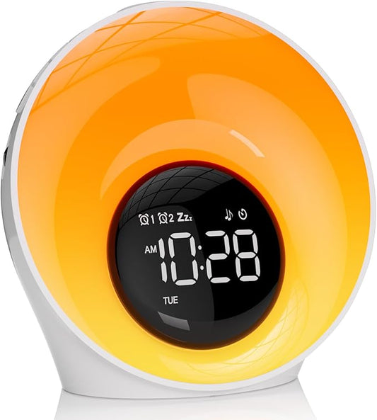 Wake Up Light Sunrise Alarm Clock, White Noise Sleep Sound Machine with 30 Soothing Sounds, Night Lights, Dual Alarms, Snooze, Timer, Bedside Lamp, Christmas Gift for Women, Kids, Heavy Sleepers