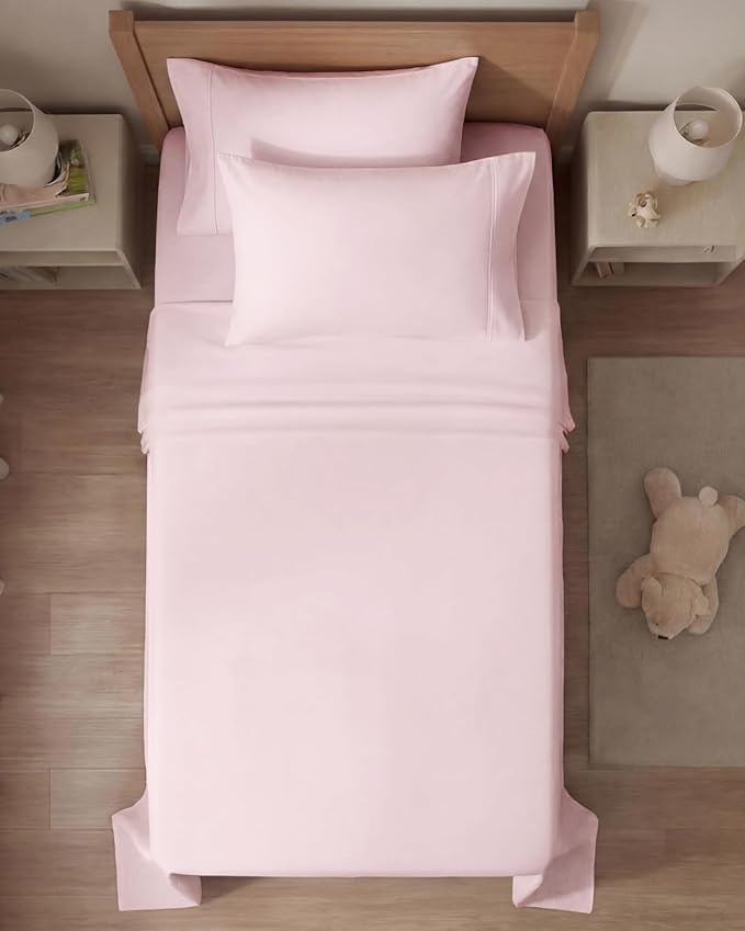 Twin 4 Piece Sheet Set - Comfy, Breathable & Cooling - Soft Hotel Luxury Bedding for Women, Men, Kids, Teens and Children - 1 Flat & 1 Fitted Sheet & 2 Pillowcases with Deep Pockets - Lavender Pink