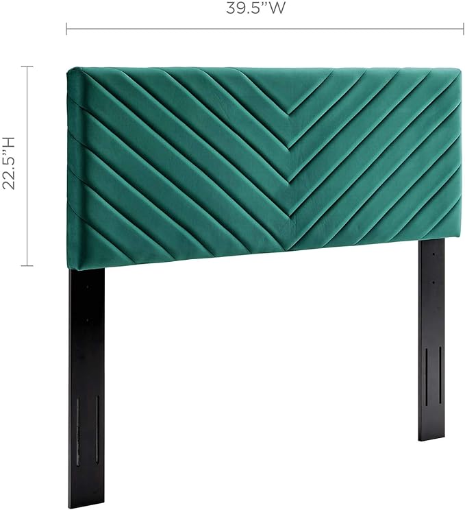 Modway Alyson Angular Channel Tufted Performance Velvet Twin Headboard, Teal