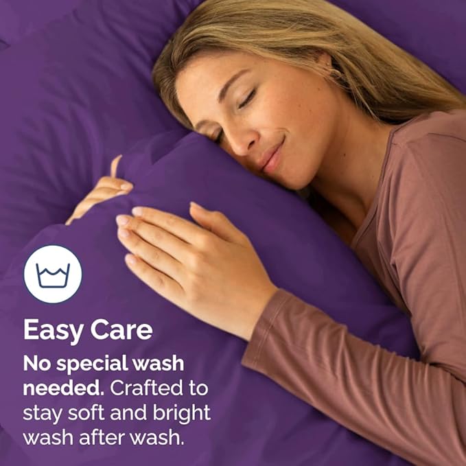 Queen Pillow Cases Set of 4 - Ultra Soft Hotel Quality Pillowcase Covers - Comfy, Cozy & Wrinkle Free - Shrinkage, Stain and Fade Resistant - Machine Washable Pillow Protectors - 4 Piece Set - Purple
