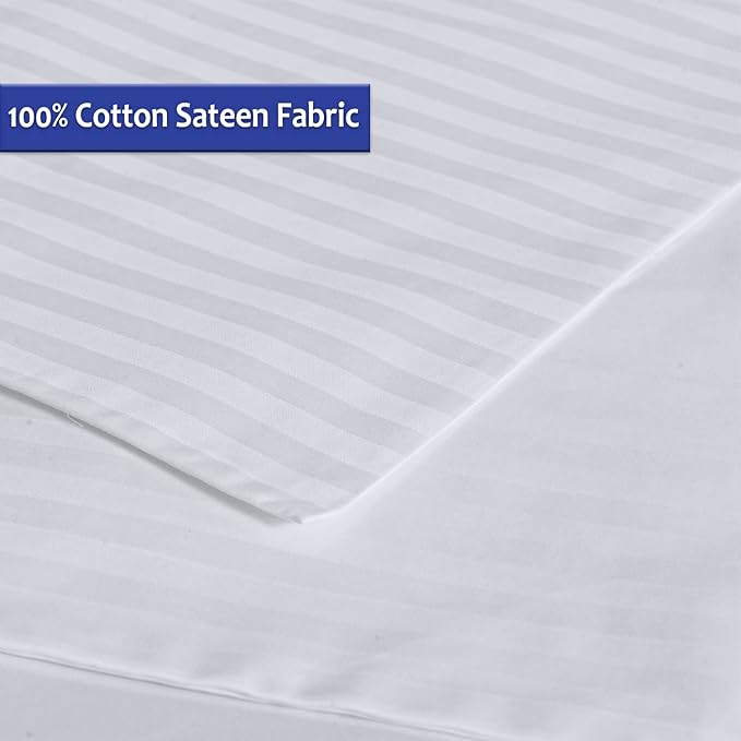 100% Cotton King Pillow Protectors with Zipper, White Pillow Cases King Size for Home & Hotel, Sateen Soft Cooling Hidden Zippered Pillow Pillow Case Protector for Hair & Skin, 20x36 in, 1 Pack