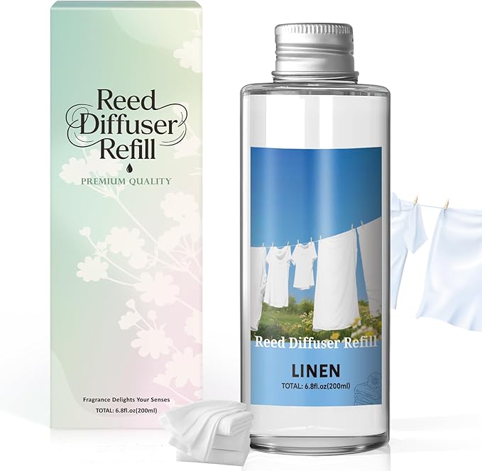 SCENTORINI Reed Diffuser Oil Refill, Linen Diffuser Oil 6.76 Fl Oz, Summer Scented Essential Oil Refill Long Lasting Home Fragrance for Room Spa Aromatherapy Bathroom Home Decor