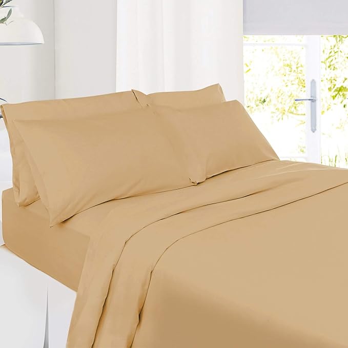 Hearth & Harbor Extra Deep Pocket Sheets - Fits Mattress 18-24 Inches Deep - Extra Deep Pocket California King Size - 6 Piece Cal King Sheets - Cal King, Camel