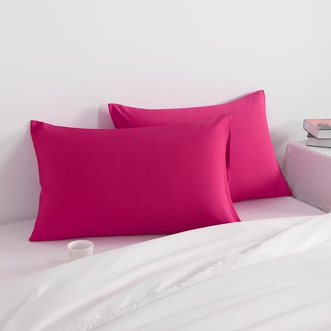 NTBAY King Pillow Cases Set of 2, 2 Pack Brushed Microfiber 20x40 Pillow Cases, Soft, Wrinkle, Fade, Stain Resistant Magenta Pillow Cases with Envelope Closure, 20x40 Inches, Magenta