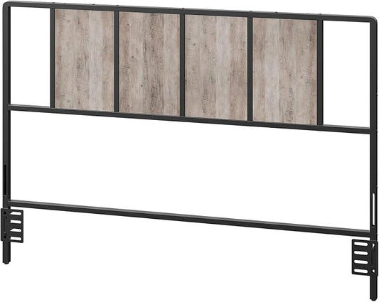 MAHANCRIS Queen Size Headboard Only, Metal Headboard with Adapters, Minimalist Industrial Style for Queen Size Beds, Greige