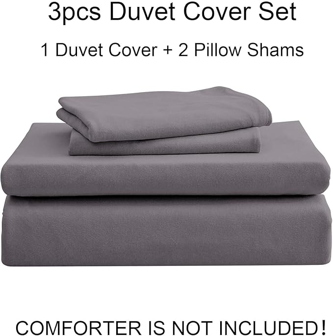 PURE ERA Jersey Knit Duvet Cover Set 100% T-Shirt Cotton Super Soft Comfy 3pc Bedding Set with Zipper Closure (Solid Grey Purple, Queen, 90"X90")