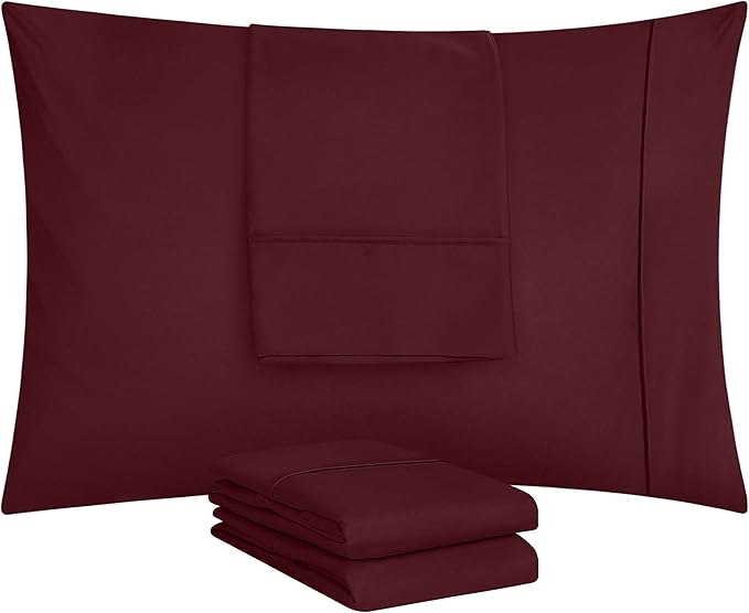 Utopia Bedding Queen Pillow Cases - 12 Pack - Envelope Closure - Soft Brushed Microfiber Fabric - Shrinkage and Fade Resistant Pillow Covers Queen Size 20 X 30 Inches (Queen, Burgundy)