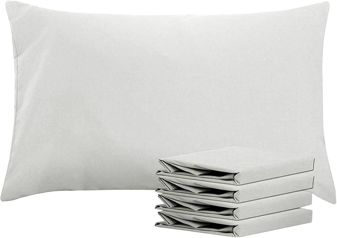 NTBAY Queen Pillowcase Set - 4 Pack Brushed Microfiber 20x30 Pillowcases - Soft, Wrinkle-Free, Fade-Resistant, Stain-Resistant, Light Grey Pillowcases with Envelope Closure - 20x30 Inches, Light Grey